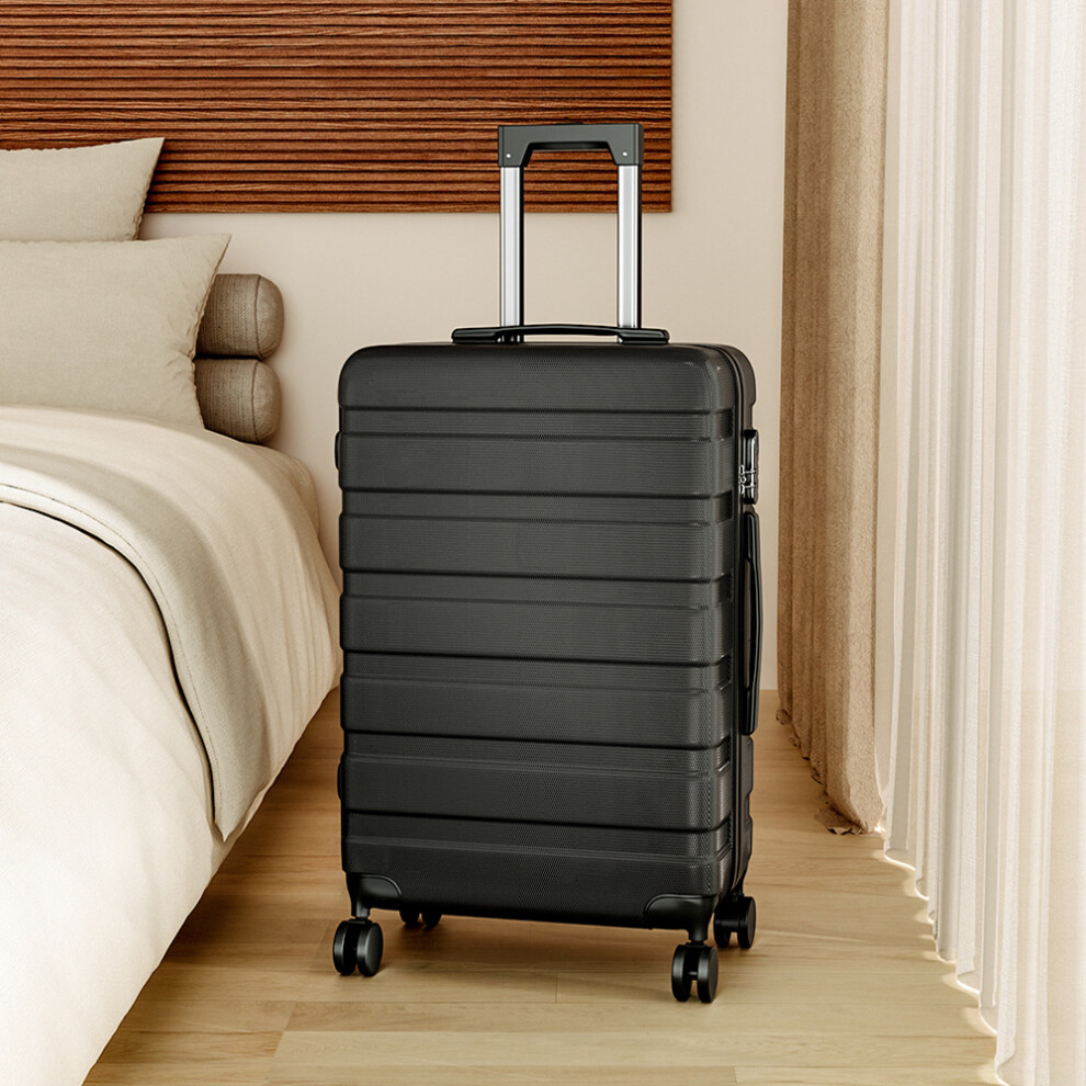 (Black) 20 Inch Hardshell Rolling Luggage Travel Suitcase