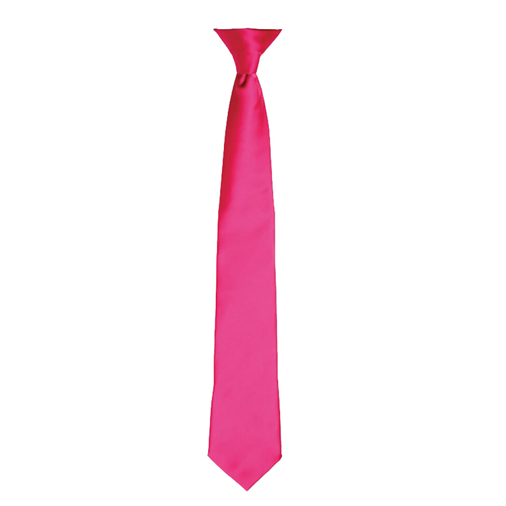 (One size, Hot Pink) Premier Colours Mens Satin Clip Tie (Pack of 2)