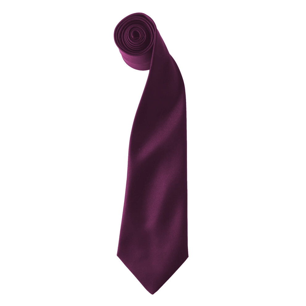 (One size, Aubergine) Premier Colours Mens Satin Clip Tie (Pack of 2)