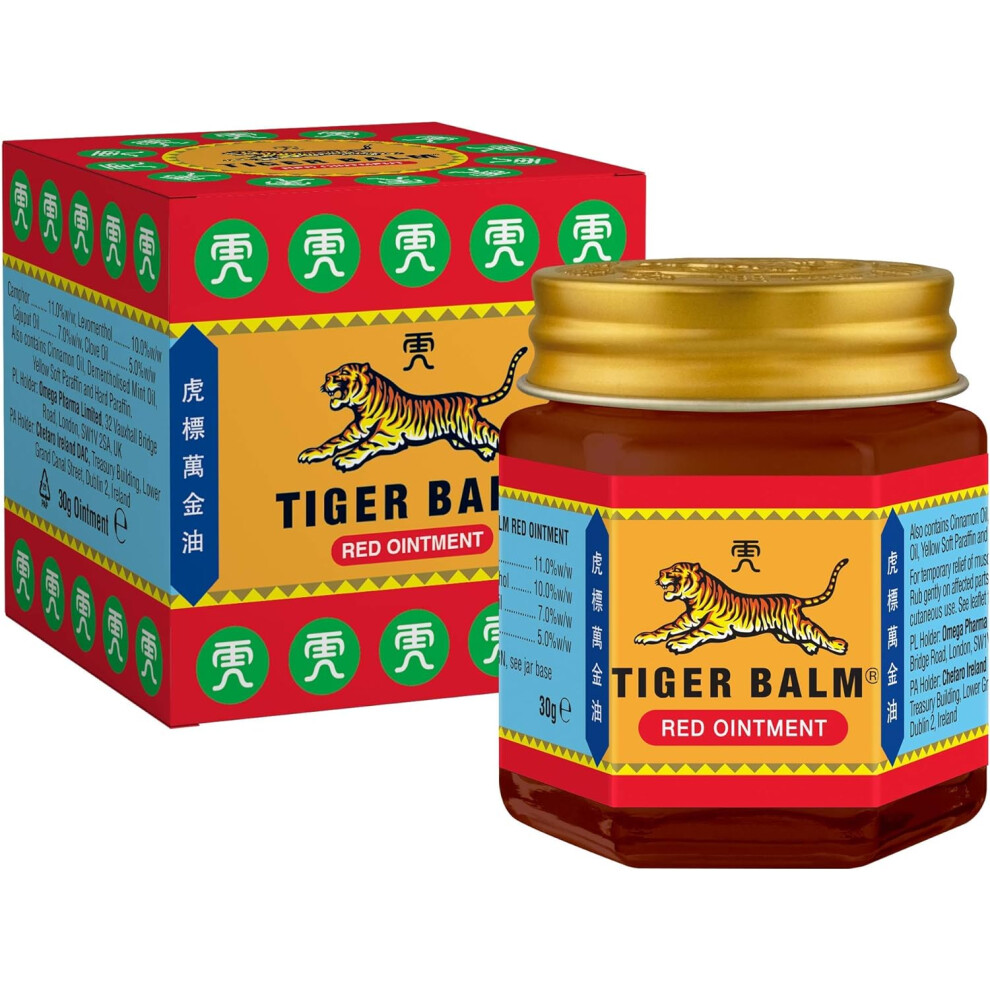 Tiger Balm Red Ointment, Temporary Relief From Minor Muscular Aches And Pains, 30 G (Pack Of 1)