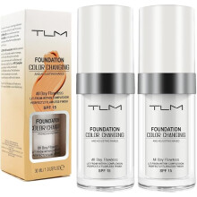 GENERIC 2 Pack TLM Color Changing Foundation For Aging Skin Liquid Makeup Base Nude Face Cover Concealer Cream Warm Skin Tone Moisturizing Cover 30 mL