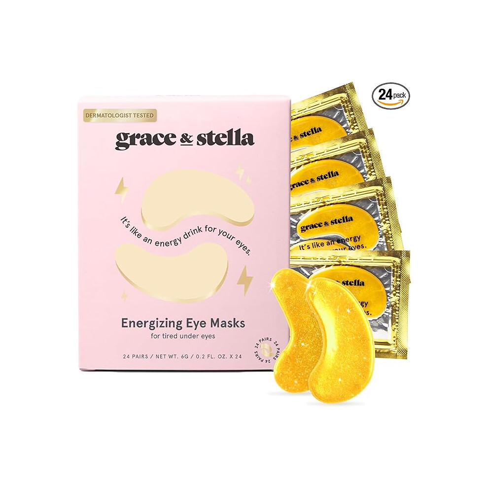 grace & stella Under Eye Mask Reduce Dark Circles Undereye Bags Gel Eye Patches Vegan Cruelty-Free Self Care by grace and stella (24 Pairs, Gold)