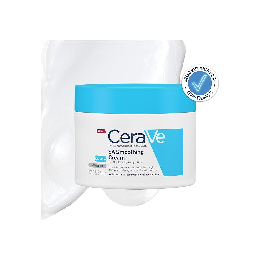 CERAVE SA Smoothing Cream for Rough and Bumpy Skin 340g with Salicylic Acid and 3 Essential Ceramides (Packaging May Vary)