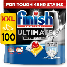 Finish Ultimate Infinity Shine Lemon Dishwasher Tablets - 100 Count, Eco-cycle Ready, No Pre-Rinse, Protector Shield