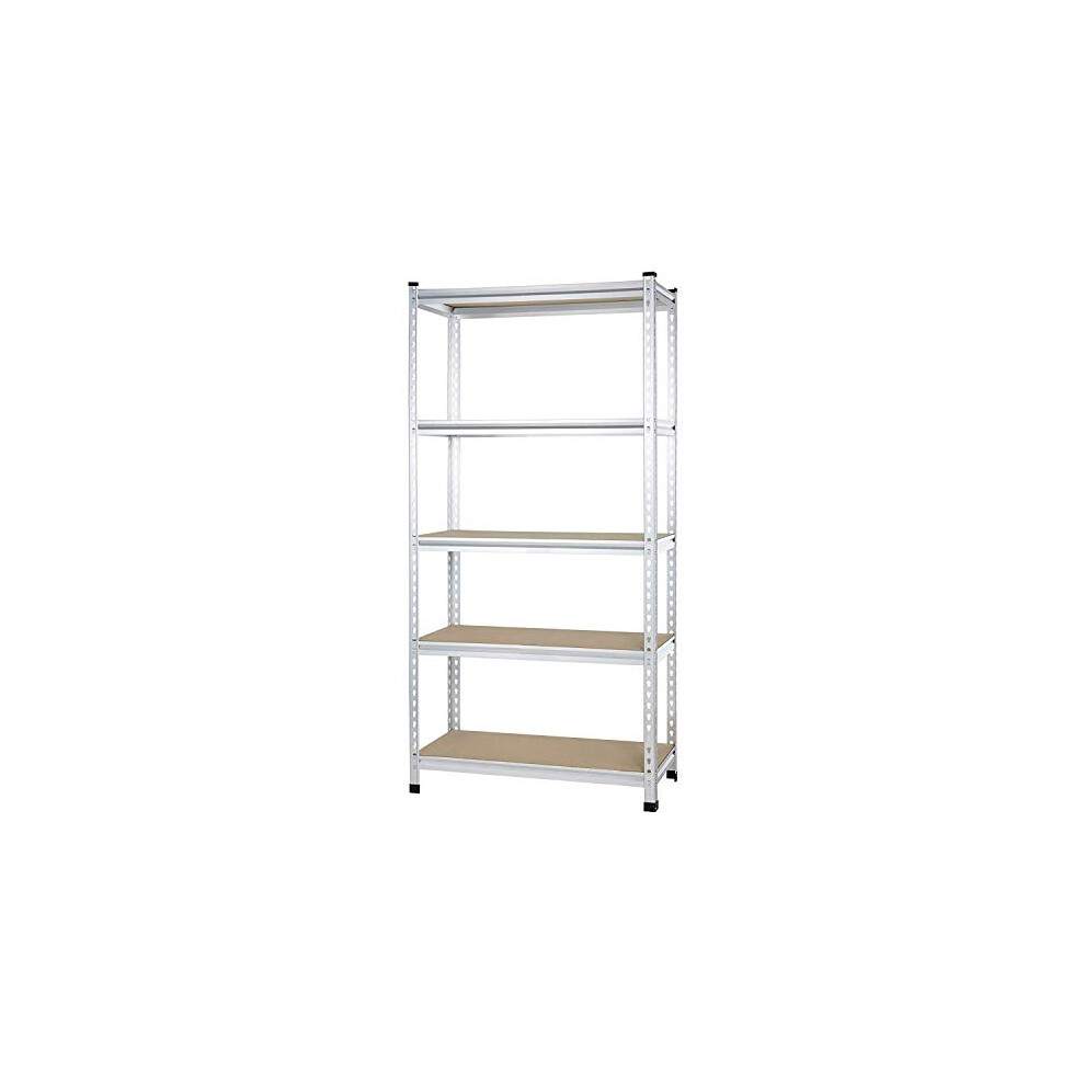 Amazon Basics 5 Tier Medium Duty Shelving Double-Post Press Board Shelf, Aluminum, 45.72 x 91.44 x 182.88 cm