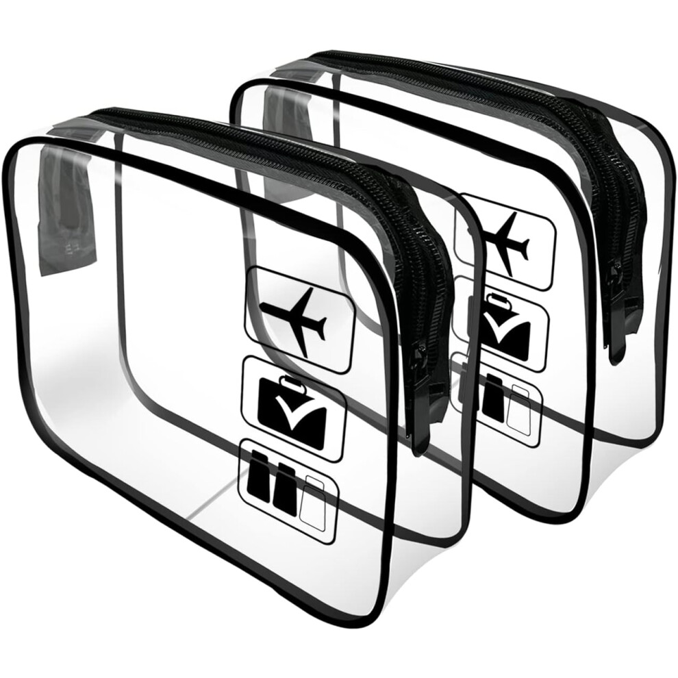 Jsdoin Clear Travel Toiletries Bag2 Pcs TSA Approved Toiletry Bag Zipper Travel Accessories Portable Waterproof Cosmetic Makeup Bags Women & Men Black