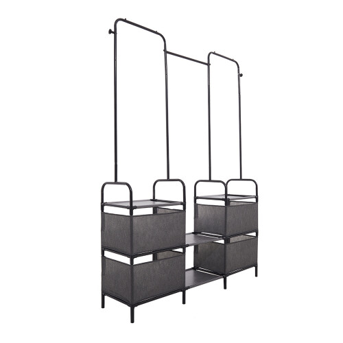 Living And Home Metal Freestanding Garment Rack with Shelves 1