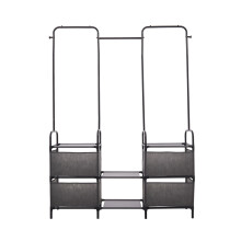Metal Freestanding Garment Rack with Shelves