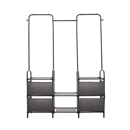 Living And Home Metal Freestanding Garment Rack with Shelves
