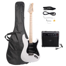 GST Stylish Electric Guitar Kit with Black Pickguard White