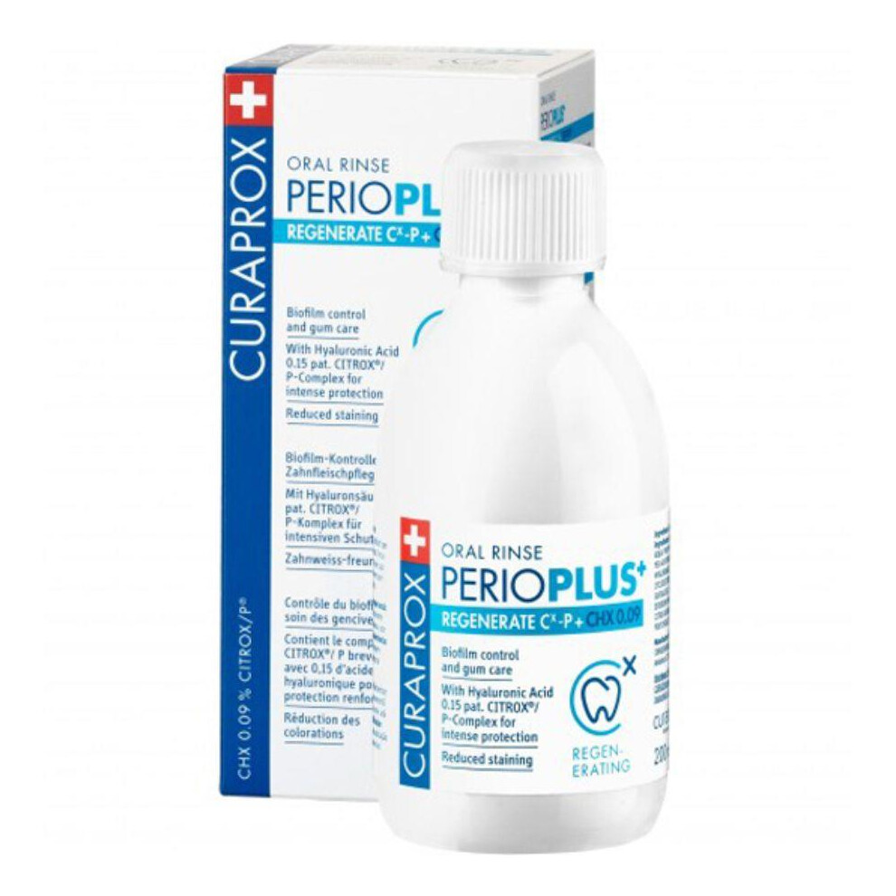 Curaprox Perio+ Mouthwash 0.09%, Effective Antibacterial Action, Reduce Plaque Buildup, Gum Health Support, Pleasant Taste, 200ml