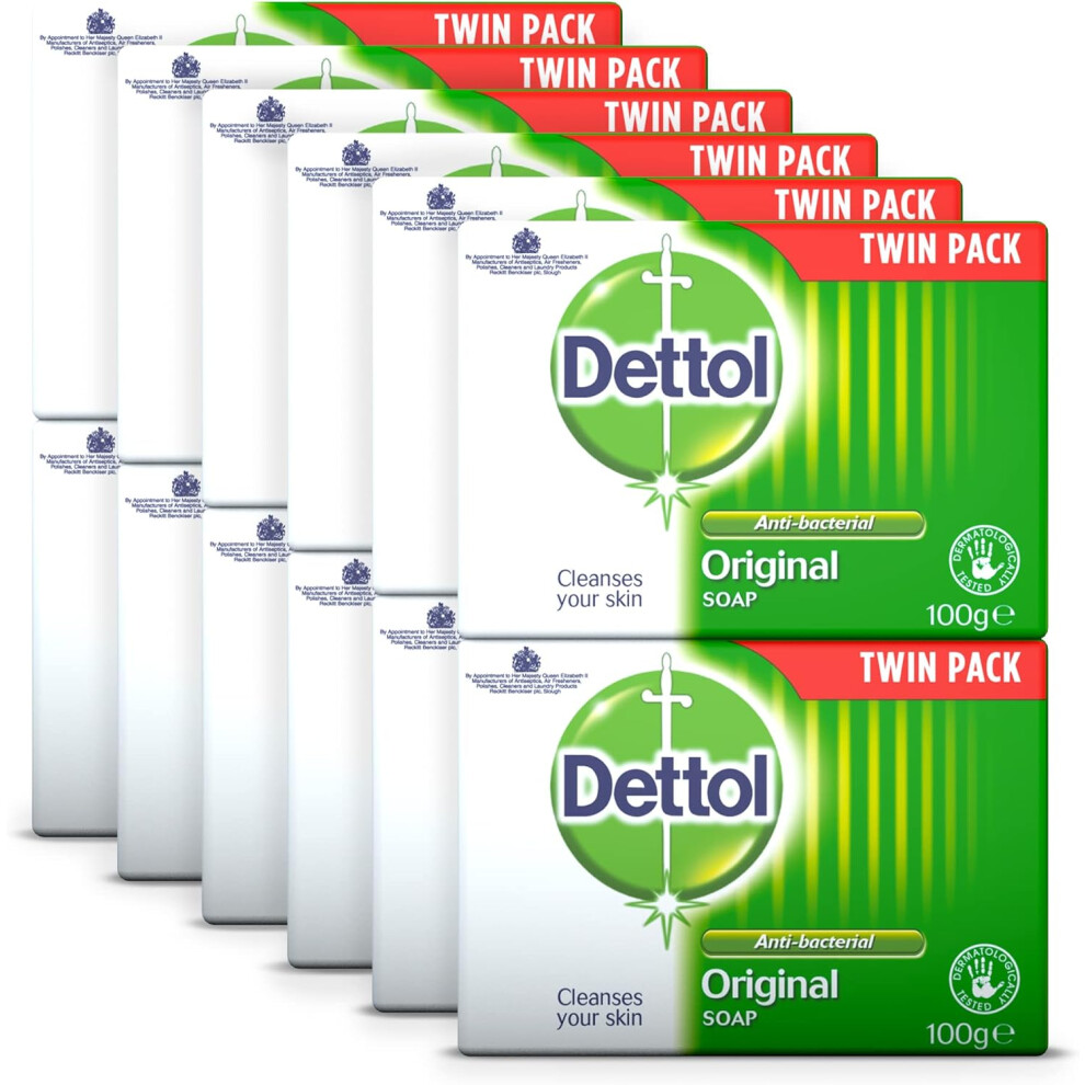 Dettol Antibacterial and Moisturings Bar Soap Original, Pack of 12