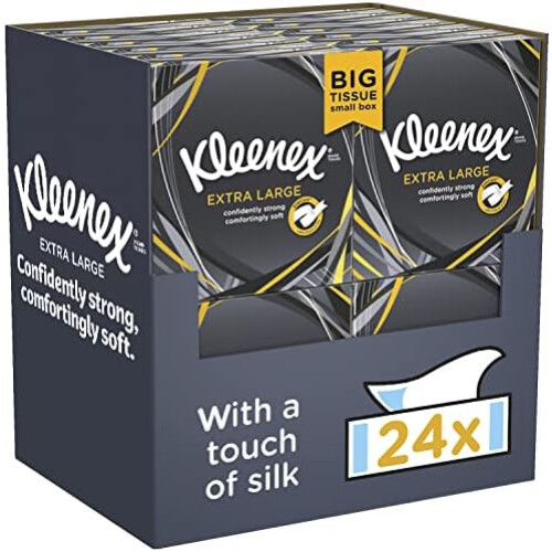 Kleenex Kleenex Extra Large Soft Facial Tissues, 100% Recyclable Packaging, 24 Compact Tissue Boxes, 1056 Tissues (24 boxes)
