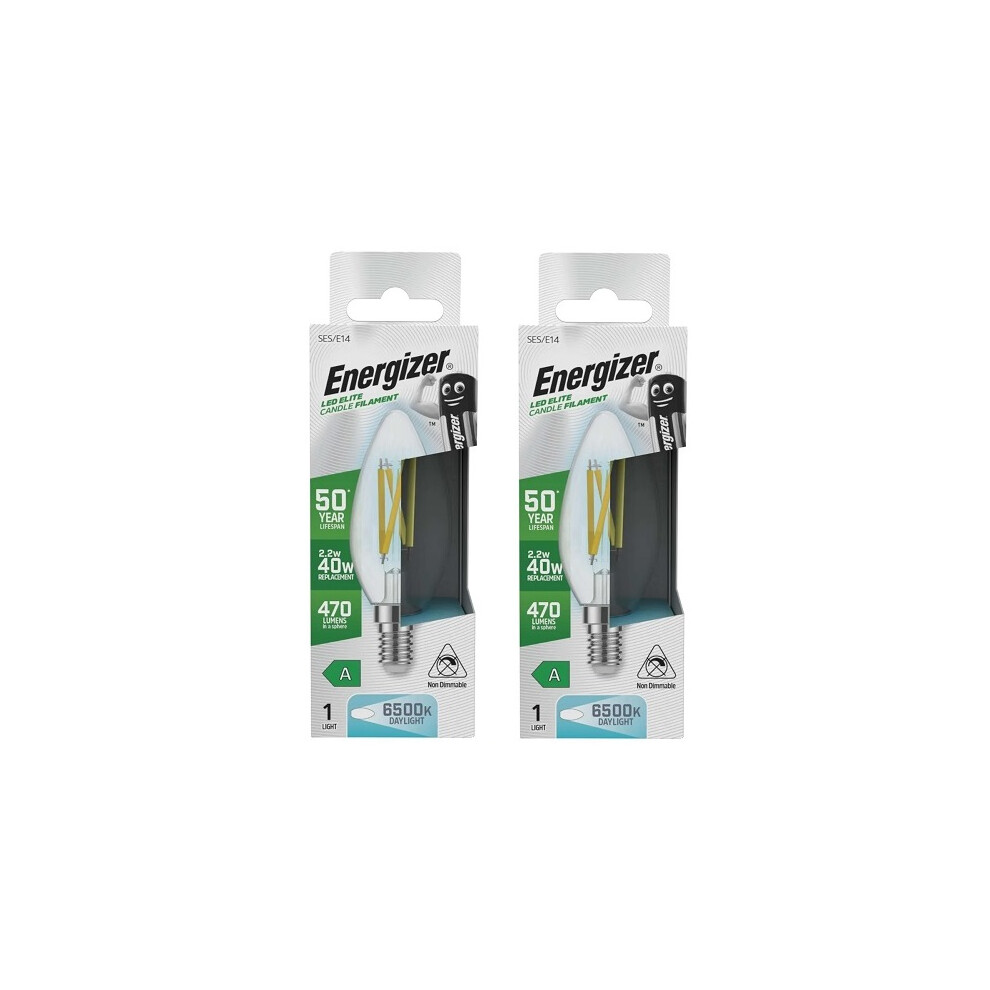 Energizer A Rated LED Candle E14 470lm 2.2W 6500K (Daylight) Pack of 2