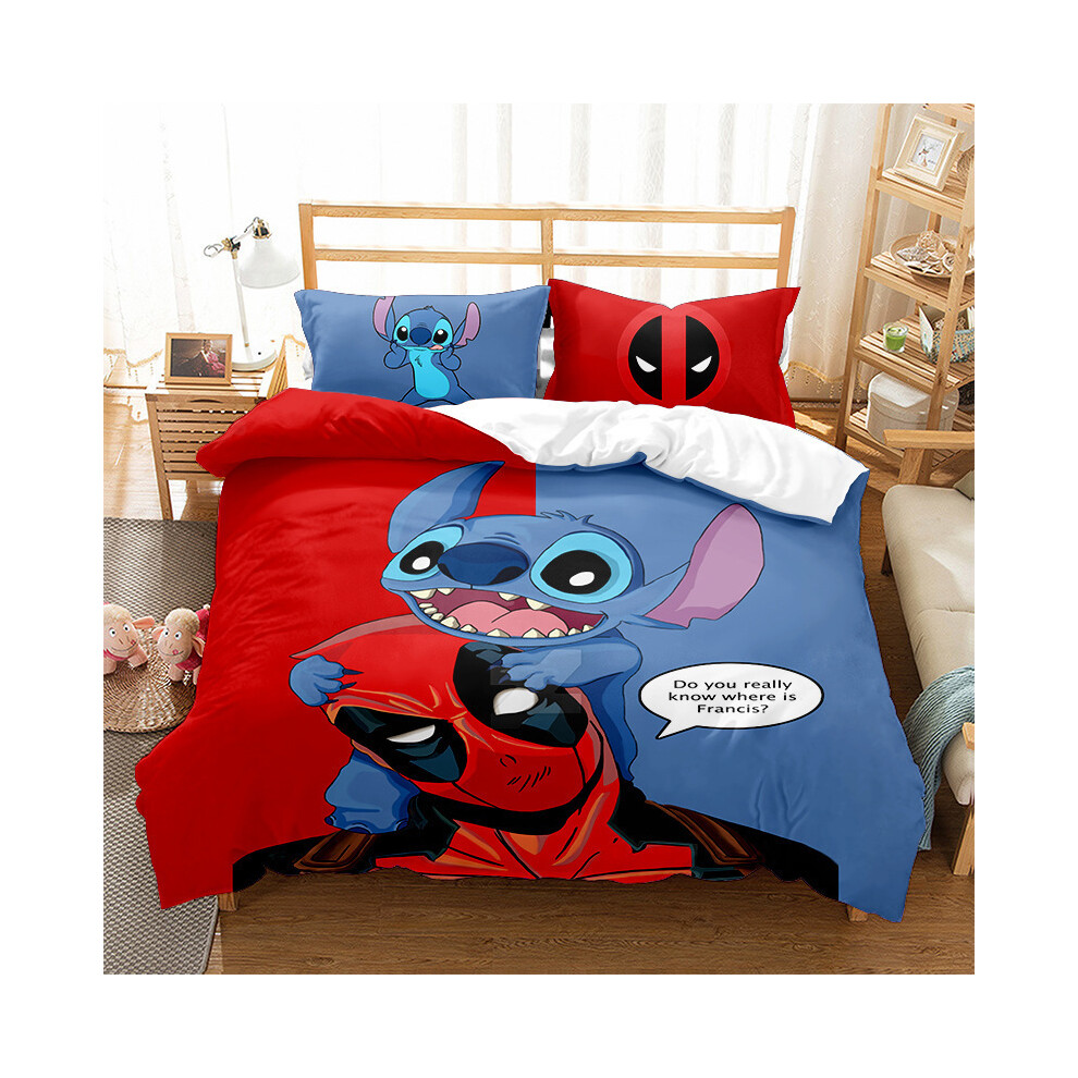 (ZQ91591, UK King) Stitch Duvet Cover With Pillowcases Bedding Set