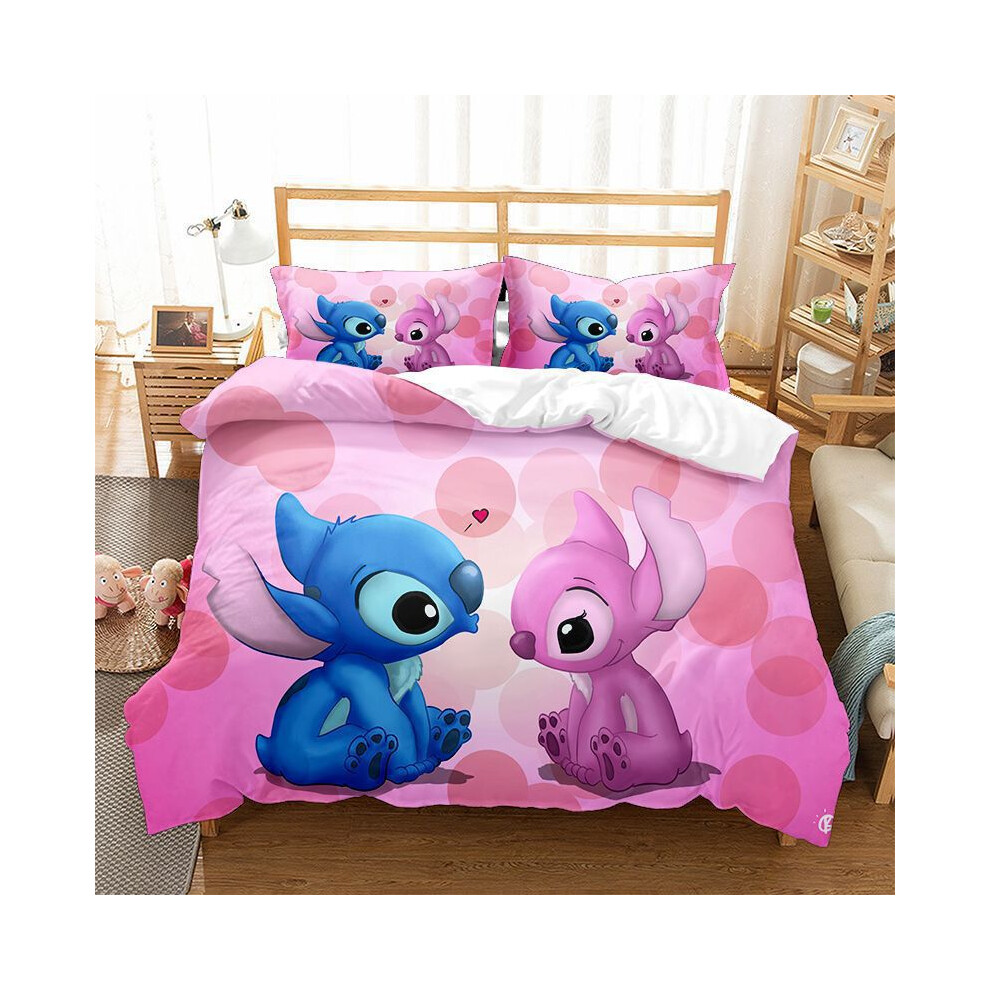 (ZQ93422, UK Single) Stitch Duvet Cover With Pillowcases Bedding Set