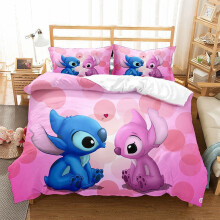 (ZQ93422, UK King) Stitch Duvet Cover With Pillowcases Bedding Set