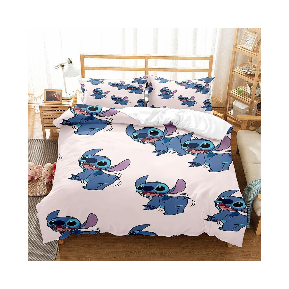 (ZQ94421, UK Single) Stitch Duvet Cover With Pillowcases Bedding Set