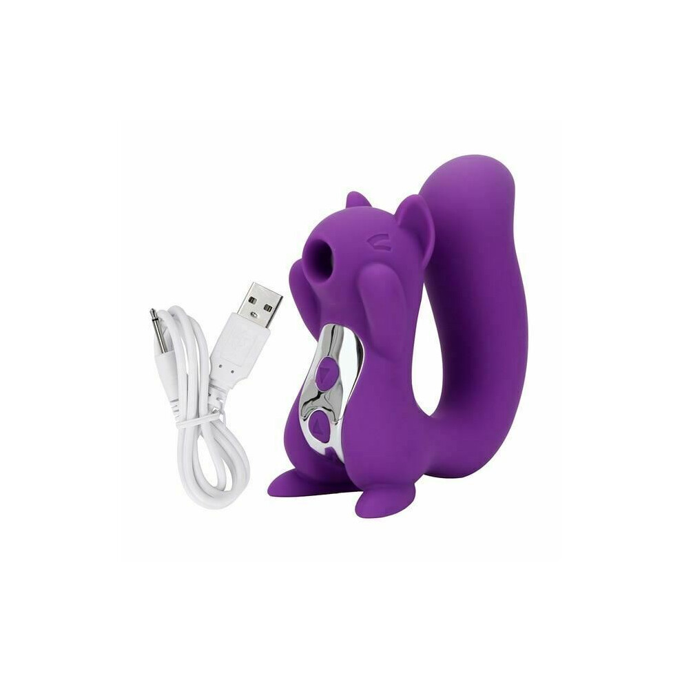 (Purple) Novelty Squirrel Vibrator Sucking Vibrating Clitoris Suction Nipple Play Women