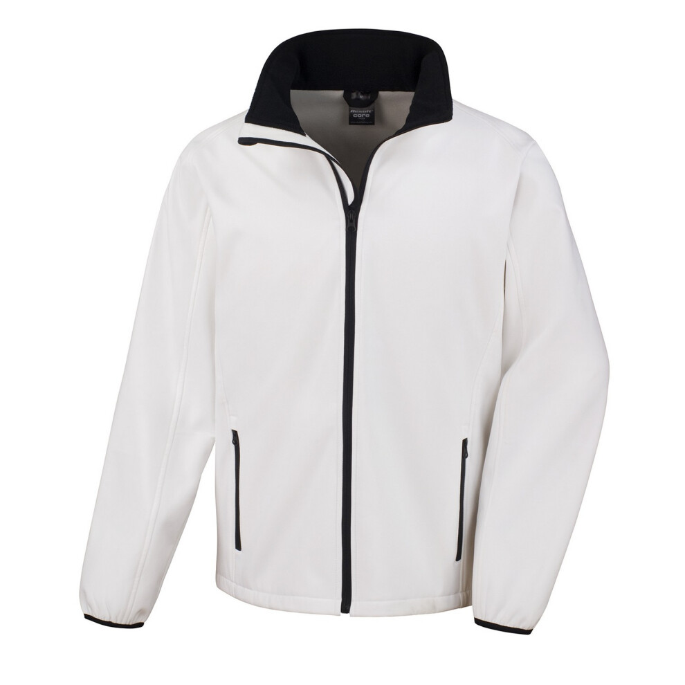 (S, White/Black) Result Core Mens Printable Soft Shell Jacket