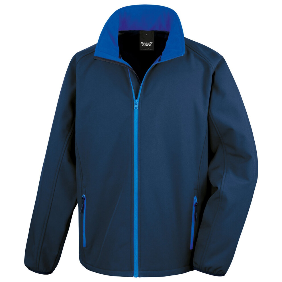 (S, Navy/Royal Blue) Result Core Mens Printable Soft Shell Jacket