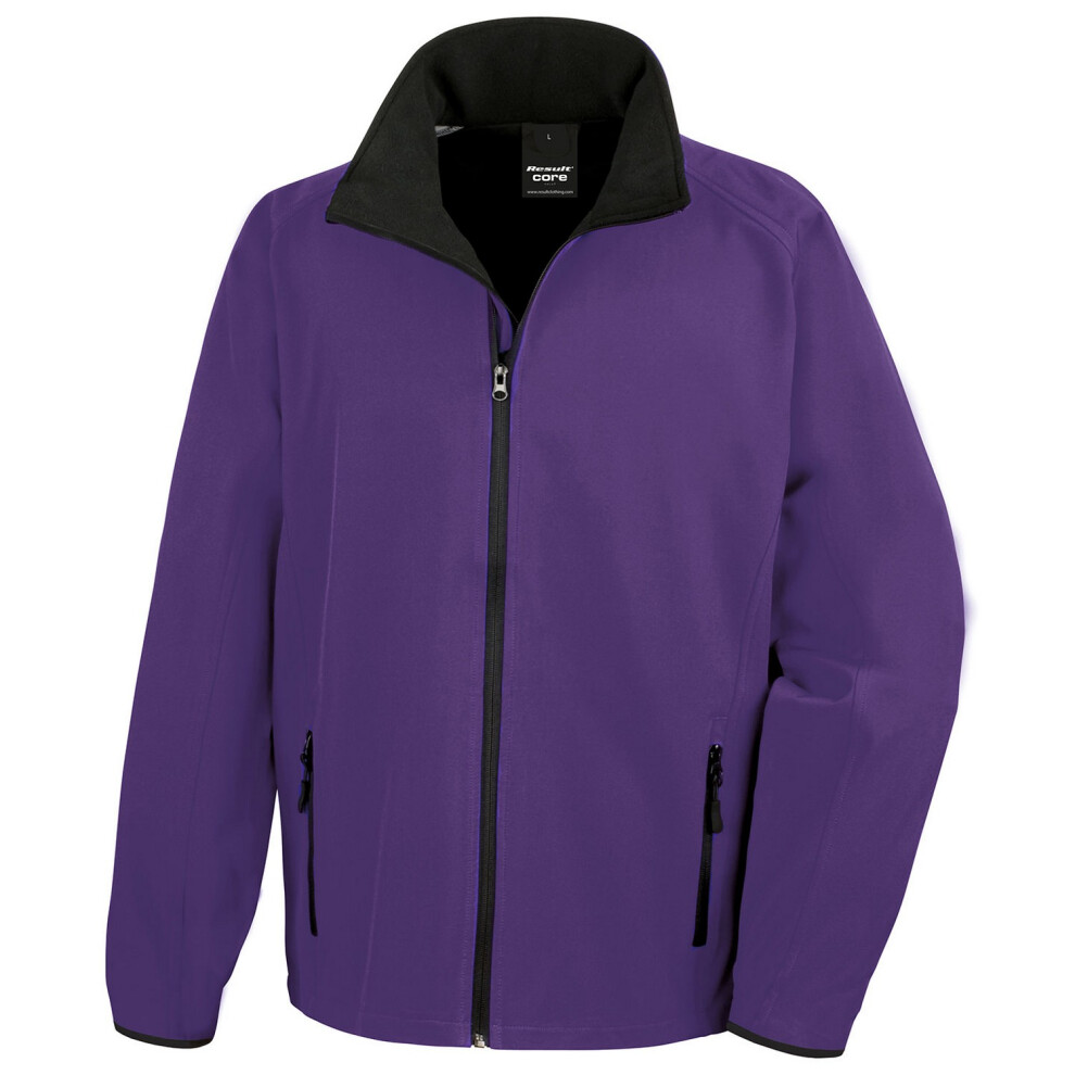 (4XL, Purple/Black) Result Core Mens Printable Soft Shell Jacket