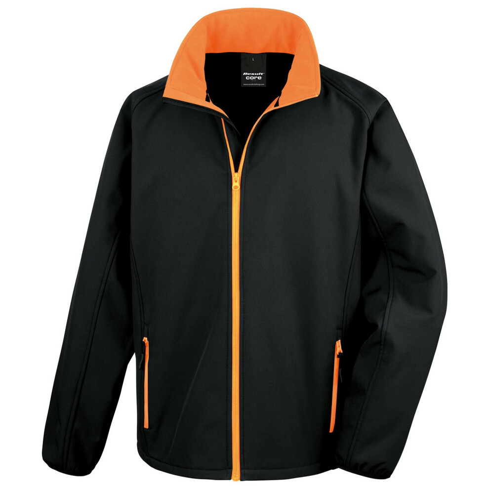 (4XL, Black/Orange) Result Core Mens Printable Soft Shell Jacket