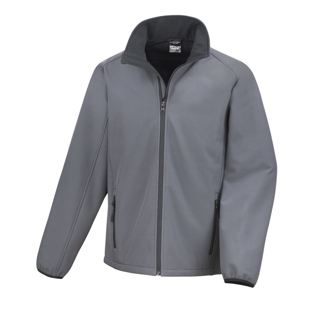 (S, Charcoal/Black) Result Core Mens Printable Soft Shell Jacket