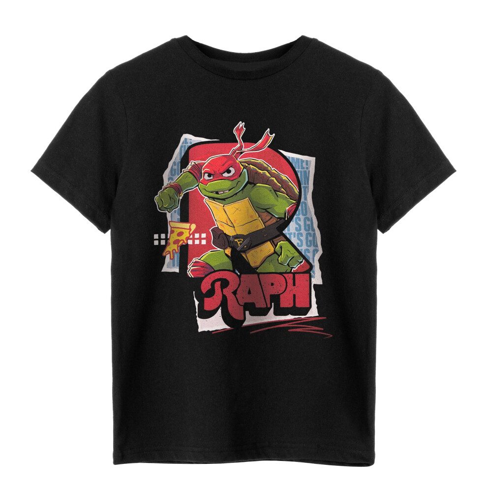 (11-12 Years, Black) Teenage Mutant Ninja Turtles Boys Raphael Short-Sleeved T-Shirt