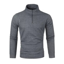 (Deep Grey, UK Size 3XL=Tag Size 4XL) Mens Pullover Quarter Zip Sweatshirt Men Long Sleeve Fall Athletic Solid Color