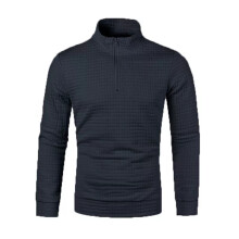 (Navy Blue, UK Size S=Tag Size M) Mens Pullover Quarter Zip Sweatshirt Men Long Sleeve Fall Athletic Solid Color
