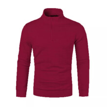 (Wine Red, UK Size L=Tag Size XL) Mens Pullover Quarter Zip Sweatshirt Men Long Sleeve Fall Athletic Solid Color