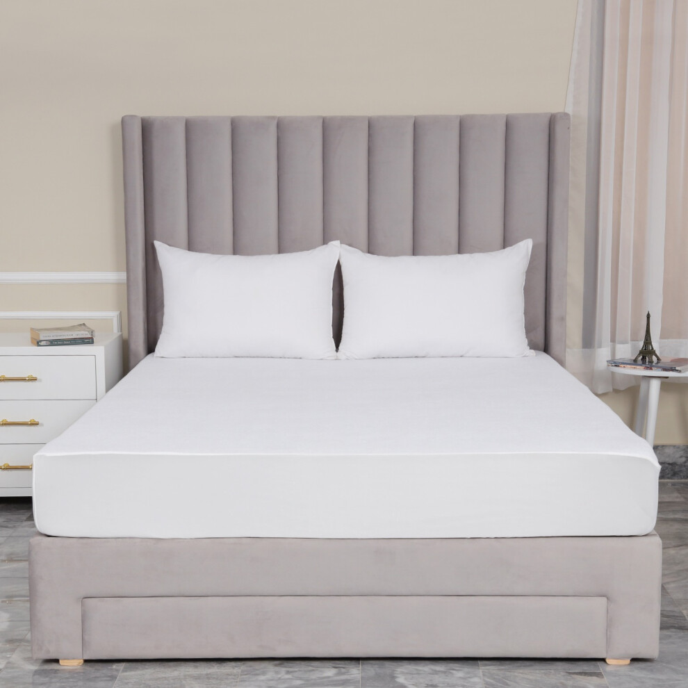 (Double: 135cm x 190cm) Terry Mattress Protector 30CM Bed Cover Topper