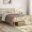 (Gold) Single Metal Bed Frame Slatted Headboard Bedroom 1