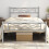 (Silver) Single Metal Bed Frame Slatted Headboard Bedroom 5