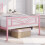 (Pink) Single Metal Bed Frame Slatted Headboard Bedroom 4