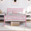 (Pink) Single Metal Bed Frame Slatted Headboard Bedroom 5