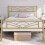 (Gold) Single Metal Bed Frame Slatted Headboard Bedroom 10