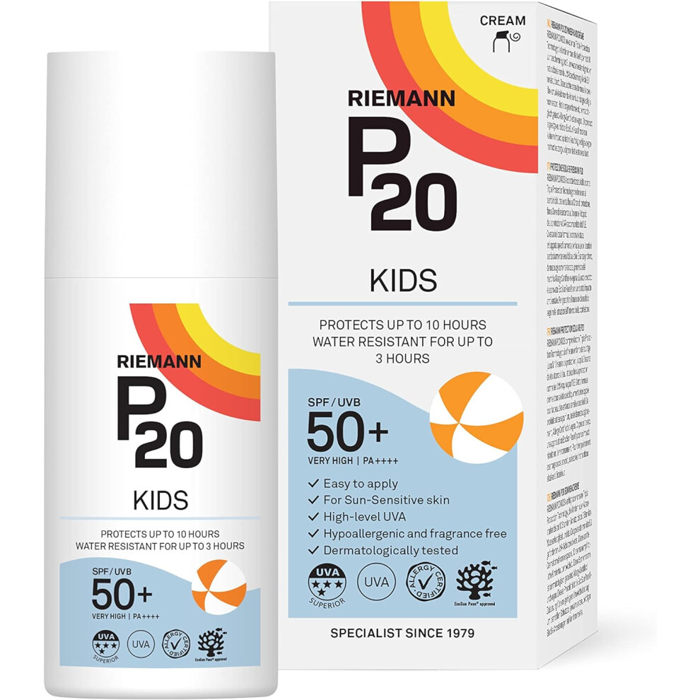 RIEMANN P20 Sun Cream SPF50 +Plus for Kids 200ml. High Level UVA Protection, Long Lasting up to 10 Hours, Water Resistant up to 3 Hours