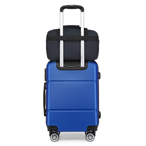(Navy) Cabin Size ABS Hard Shell Suitcase With Duffel Bag 2