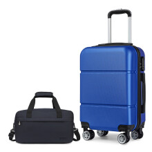 (Navy) Cabin Size ABS Hard Shell Suitcase With Duffel Bag