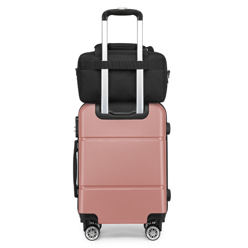 (Nude+Black) Cabin Size ABS Hard Shell Suitcase With Duffel Bag 2