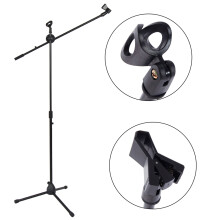 Adjustable Microphone Stand Stage Studio Party Tripod Boom Arm Holder & Mic Clip