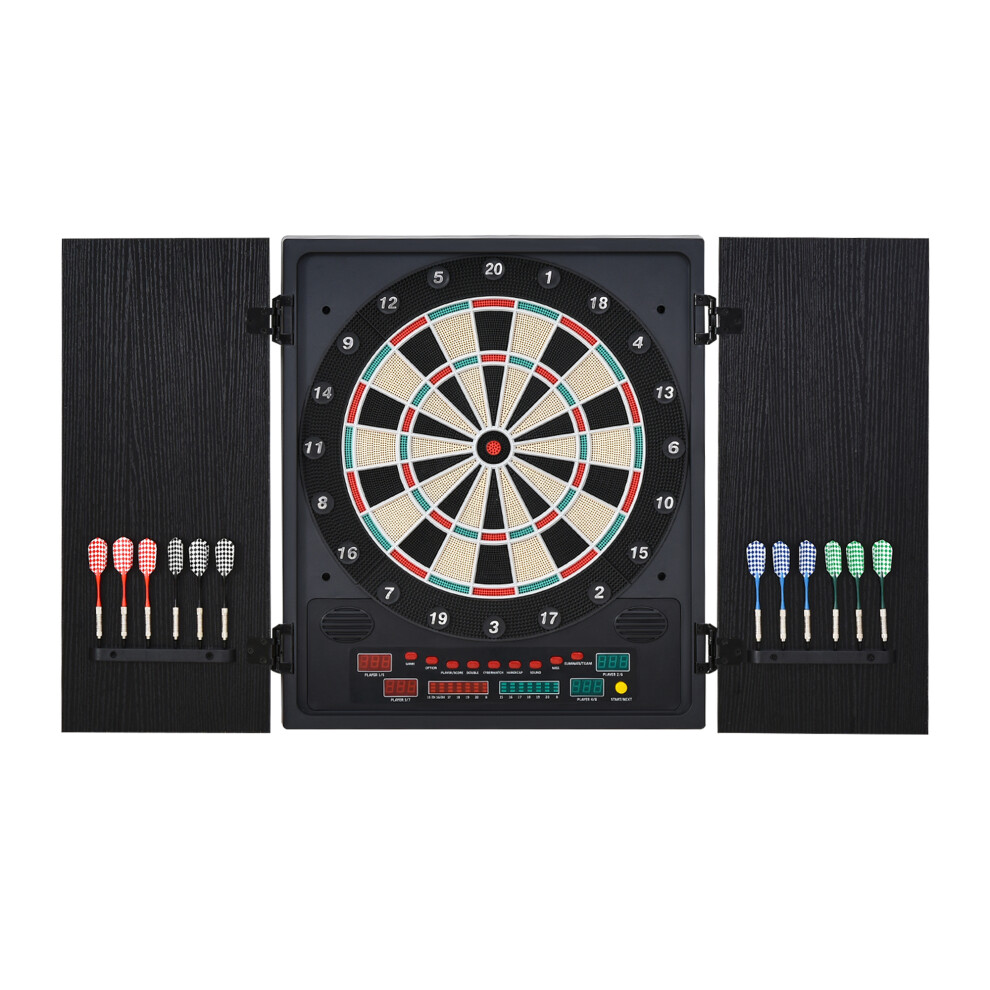 Electronic Dartboard LED Scoreboard w/ 12 Darts 30 Heads Cabinet