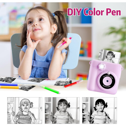 (Purple) Kids Camera Instant Print, Instant Camera 2