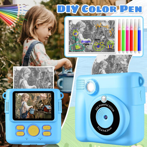 (Blue) Kids Camera Instant Print, Instant Camera 2