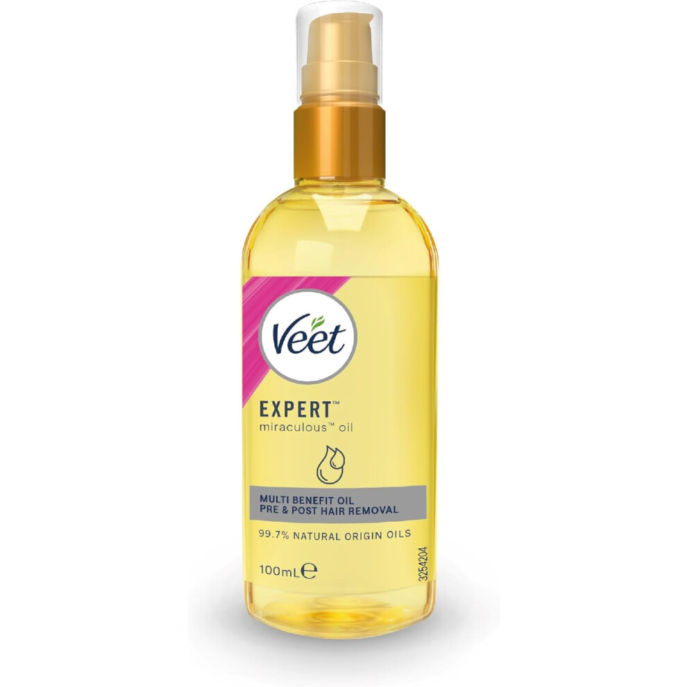 Veet Miraculous Oil 100m Razor Bumps Treatment Women's Shaving Dermaplaning Oil Face Hair Removal Argan, Shea Butter, Almond, Avocado & Hair Oils
