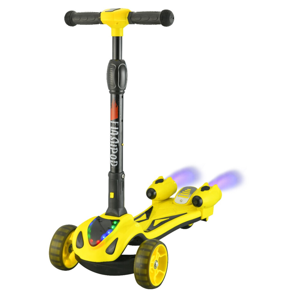 yellow--3-wheel-kids-scooter-foldable-steam-sprayer-kick-scooters-bluetooth-flashing-led