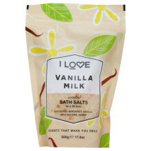Scented Bath Salts - Vanilla Milk by I Love Cosmetics for Women - 17.6 oz Bath Salt