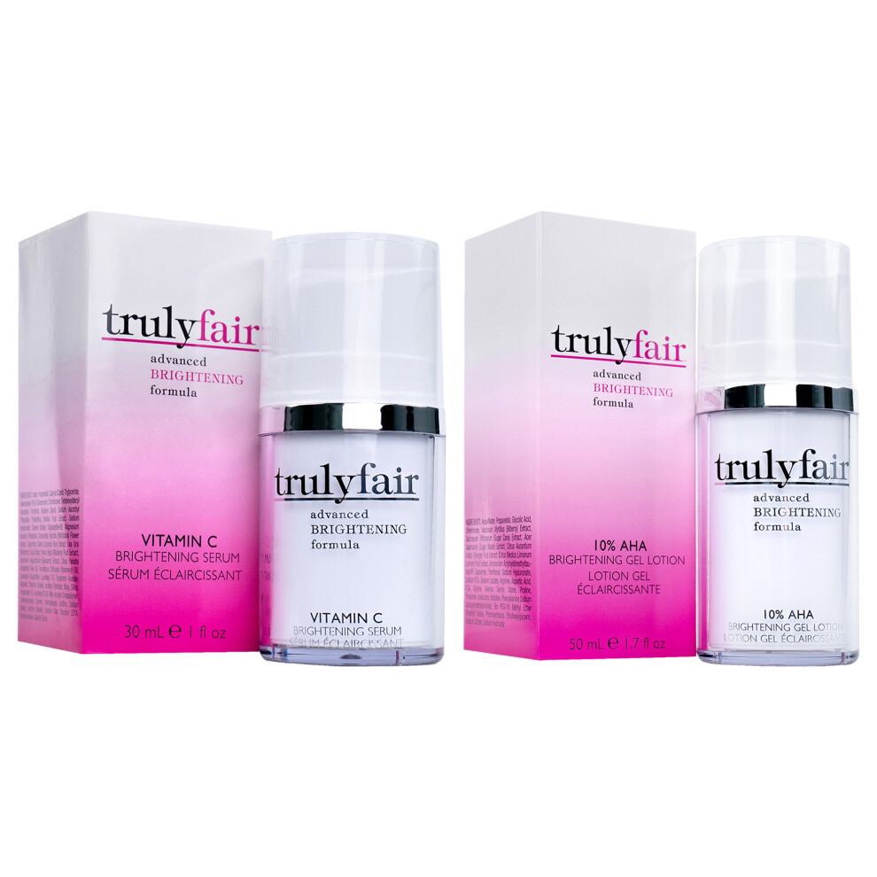 American Girl Truly Truly Fair Kit By Truly Fair For Unisex - 2 Pc Kit 1Oz Vitamin C Brightening Serum, 1.7Oz 10 Percent Aha Brightening Gel Lotion